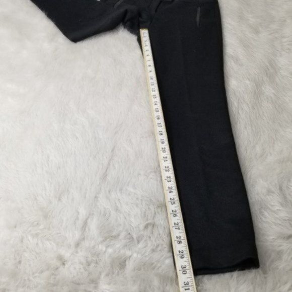 Maje Solid Black Slim Fit Lamb Leather Trim Mid-Rise Dress Pants Medium - Picture 5 of 12